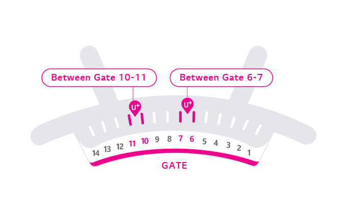 第一航站楼一层抵达大厅 10-11 号门之间, 6-7 号门之间