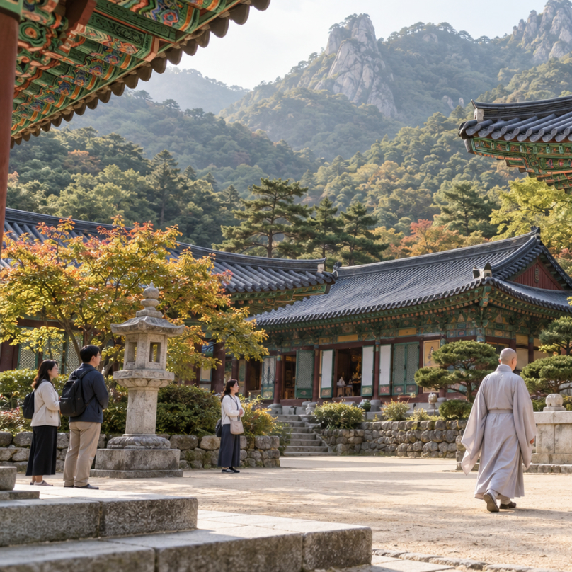 韩国传统寺庙风景