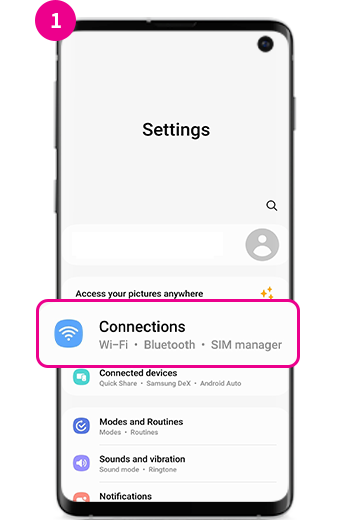 1. From the 'Settings' menu, tap on ' Connections'