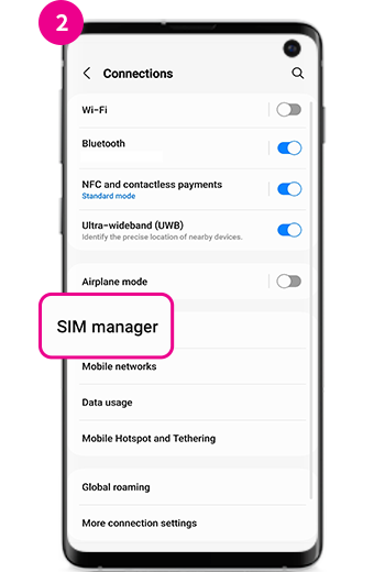 2. Select 'SIM manager'