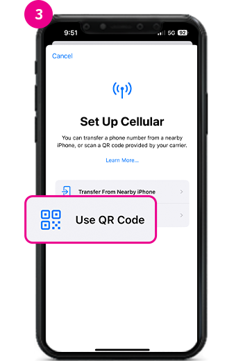 Set Up Cellular - Use QR Code
