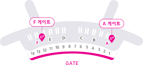 제1여객터미널 1층 입국장 F 게이트, A 게이트